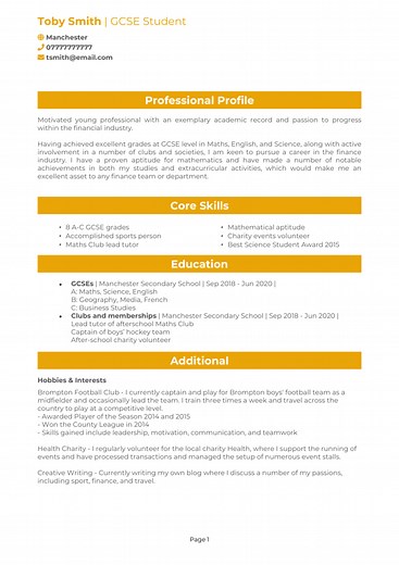 2 CV examples for a 16-year-old [Land your first job]