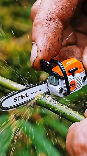 This Tiny STIHL Chainsaw SHREDS Green Bamboo Like Butter! 😲🔥 #shorts