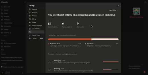 ANTHROPIC 👀: Claude will get a new feature called "Cardinal" (internal name)! > Users will be able to select a month, and Claude will show them stats, including a highlight of the areas they've focused on most.- "Here’s where your conversations clustered."- "These were the main working styles you used."> This new feature will be available in settings. > Settings layout will also be updated on both the web and desktop apps.Memory but visual! 🔥