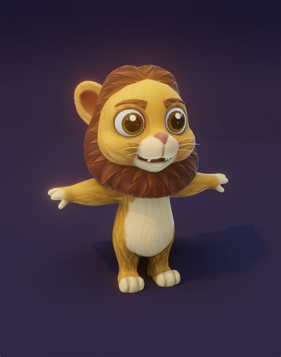 Cartoon Lion Animated 3D Model by 3DDisco