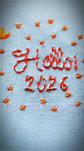 Hello 2026 ✨ Hand Embroidery Lettering | Beautiful New Year Embroidery Design 🌙⭐#shorts #viral