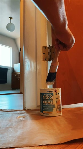 Painting door frame with primer. #short #johndiazpainting