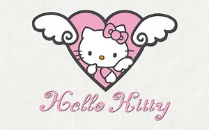Hello Kitty in Pink Heart with Wings Rare Gallery wallpaper