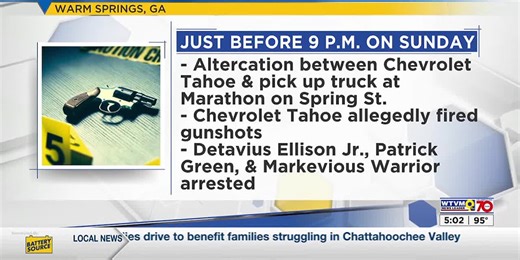 3 men arrested for allegedly shooting into vehicle in Warm Springs