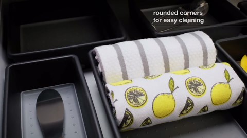 madesmart Classic Large Silverware Tray - White |CLASSIC COLLECTION | 6-Compartments| Kitchen Drawer Organizer | Soft-Grip Lining and Non-Slip Rubber Feet | BPA-Free