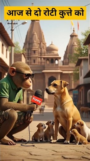 दो रोटी कुत्ते को 😎 🐕 😍#funny #viralshorts #trending #dogtalk #interview #monkeyreporter #comedy