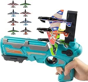 Airplane Toys for 4 5 6 Years Old Boys, Bubble Catapult Plane Outdoor Toys, One-Click Ejection Model Airplane Launcher with 4pcs Foam Glider Plane, Outside Toy and Gift for Kids 5-12