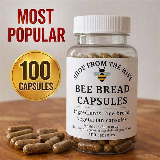 Bee Bread Capsules 100 Ct • Raw Fermented Pollen Perga • Natural Bee Product • Veggie Caps • Daily Use Size - Etsy