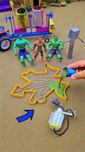 Mini diy tractor video mini water pump with one big arrow shape green concrete & mixer #diysmallfarm