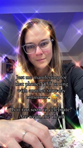 Amanda Zielonko - PaperPie StoryMaker ✨ on Instagram: "✨ Manifesting, but make it strategic. ✨ I am respectfully asking the universe, the weather app, and the school robo-call system to stand down. No phone ringing. No “due to inclement weather…” No surprise snow day plot twists. Are we in the clear? Can I celebrate? Or do I wait until morning like a responsible adult? Yes, my hair is greasy. Yes, I look like I got hit by a truck. And yes… mama needs this win. 👉 Tell me! Are your kids’ schools 