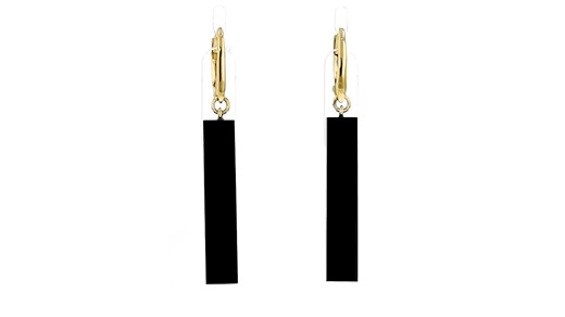 Onyx Bar Drop Earrings in 18kt Gold Over Sterling