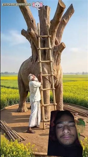 Craftsman creates amazing Giant Elephant Fountain from tree 🐘 #ai​ #house​ #crafts​ #reaction #ai