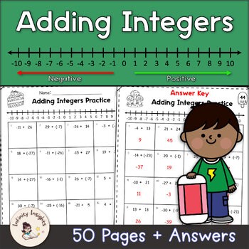 Adding Integers Worksheets - Positive & Negative Numbers Practice (50 Pages)