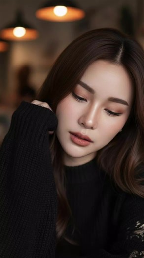 GEMINI AI PROMPT PROMPT 💕 A candid extreme close-up of a young woman, use my uploaded photo as face and hair reference. She wears an oversized black knit sweater with sheer sleeves. Her eyes are half-closed, lips slightly parted, as if caught mid-thought. The camera is so close that part of her face is out of focus, leaving only one eye and cheek sharp while the rest blurs. Her skin shows freckles, natural shine, and faint imperfections under dim café lighting. #trendingvideo #foryoupage #gemin