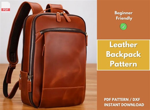 Leather Backpack Pattern | Leather Pattern | PDF Leather Pattern | Leather Bag Pattern | Laptop Bag Pattern | Easy Bag Pattern | PDF Pattern - Etsy