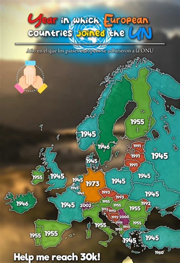 Year in which European countries joined the UN 🇪🇺🤝 • #map #un #join #europe #mapper #geography #mapping #madridmaps #dailydecember
