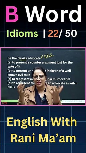B Word Idioms | 22/50 | English With Rani Ma'am |For All Exams | CGL, CHSL, MTS, CDS, NDA, GD, Steno