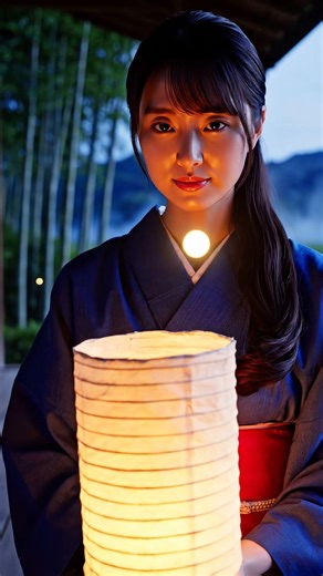 She holds the light 🏮 Rural Japan at twilight #Shorts