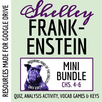 Frankenstein Chapters 4-6 Quiz, Analysis Worksheet & Vocab Activities (Google)