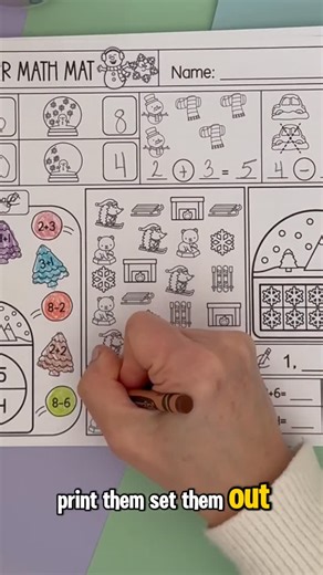 Literacy 4 Little Learners - Charity on Instagram: "Early finishers? Sub day? Need a no-prep win? These Winter Print & Go Math Mats are your new BFF. ❄️ ✅ No directions needed ✅ Same routine every time ✅ Packed with real math: counting, addition, subtraction & more Students work independently... you get a break. Print them once, use them all winter! Comment below and I’ll DM you the link! #literacy4littlelearners #kindergarten #kindergartenclassroom #kindergartencenters #kindergartenmath"