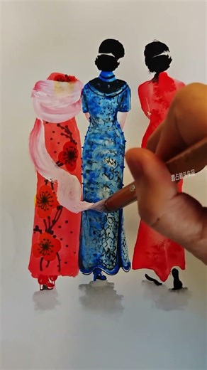 Fun And Simple Line Drawings~Use Toilet Paper To Draw A Beautiful Girl In Blue Cheongsam!