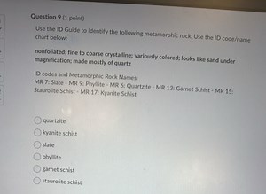 Question 9 (1 point)Use the ID Guide to identify the following... | Filo