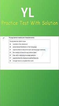 TKT Young Learners YL Module Full Practice Test with Answers Teaching Knowledge Test