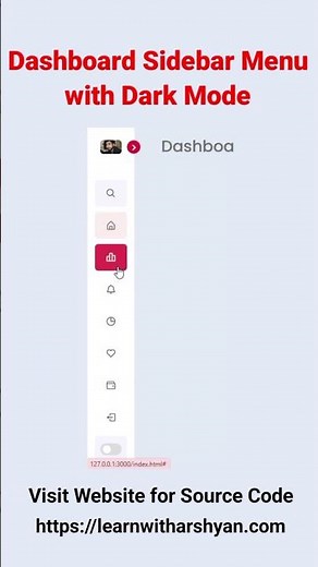 Dashboard Sidebar Menu with Dark Mode | HTML CSS JavaScript Tutorial | Learn with Arshyan