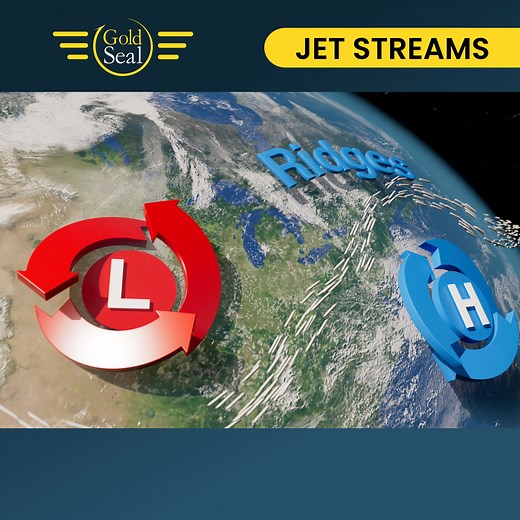 Think of a Jet stream as a fast-moving river of air. It is generally defined by wind speeds of 50 knots or greater with the strongest wind contained in the core of the jet stream. They form along boundaries between hot and cold air. Since these hot and cold air boundaries are most pronounced in winter, jet streams are the strongest and farther south during the winter. That also means jet streams are weaker and farther north in the summertime. Troughs will most likely have clear air turbulence as
