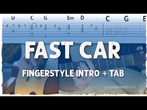"Fast Car" Fingerstyle - Easy Beginner Fingerpicking Lesson + Intermediate Version
