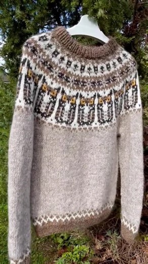 Eagle-owl Icelandic Lopapeysa Sweater Knitting Pattern PDF — Uhu Birds Yoke Pullover, Unisex Design - Etsy