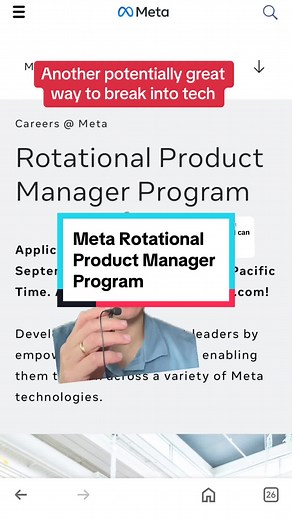 Replying to @Lokifa the Rotational Product Manager Program at Meta is highly competitive and few will get in, but this is another phenomenal way to break into tech and become a product manager. #techtok #techindustry #productmanager #meta #breakintotech