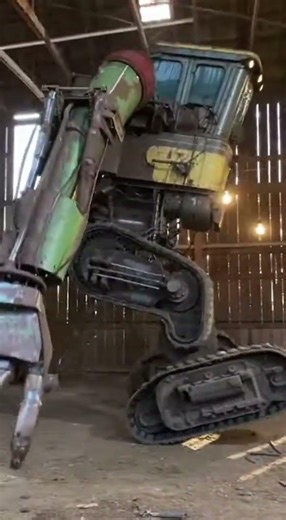 Barnyard Combine Mech Lumbers Tags #RuralAmerica #FarmMachines #HomemadeRobot #ScrapMetal #FoundFoot