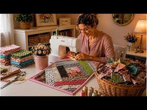 Don’t Throw Away Your Fabric Scraps! Make a Beautiful Quilted Table Runner 🧵✨