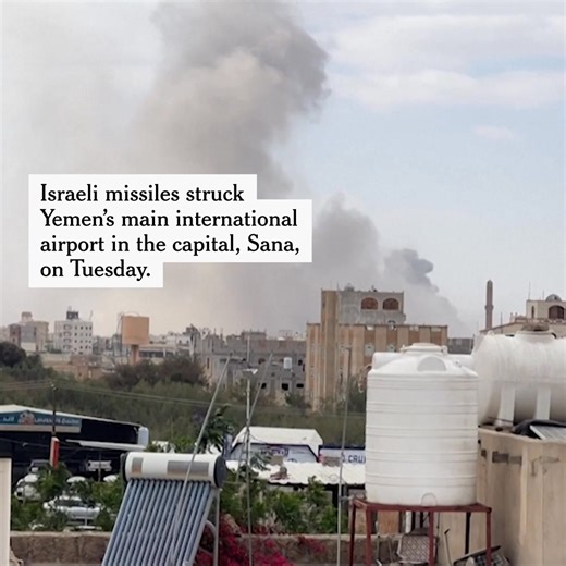Israeli fighter jets bombed the main international airport in Yemen on Tuesday in retaliation for a missile attack by the Houthi militia that struck near Israel’s main airport last weekend. Read more: https://nyti.ms/435Uula | The New York Times