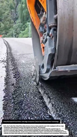 Powerful Asphalt Road Roller with Edge Compactor | Smart Road Construction Technology.