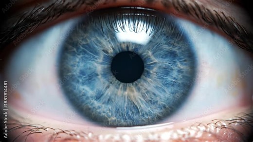 Extreme macro close up of human eye pupil constricting and dilating
