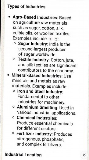 Class 10th | Geography | Chapter 6 | Manufacturing industries | Notes | Class 10 notes | NCERT।