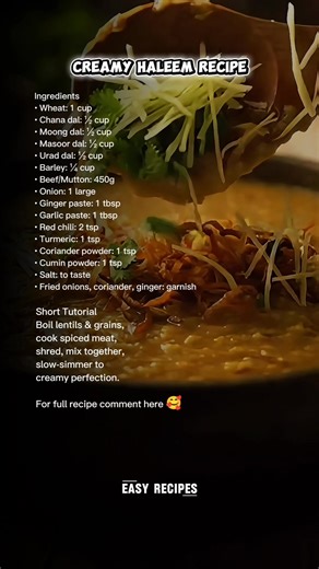 Creamy Haleem Recipe | Best Homemade Haleem | Step-by-Step Guide Learn how to make the perfect Creamy Haleem with this easy, authentic, and flavorful recipe. Perfect for Ramadan, family dinners, meal prep, or comfort food cravings. creamy haleem, easy haleem recipe, best haleem, homemade haleem, chicken haleem, Pakistani haleem, Indian haleem, haleem tutorial. #HaleemRecipe #CreamyHaleem #EasyHaleem #HaleemTutorial #BestHaleem #AuthenticHaleem #ChickenHaleem #DesiRecipes #PakistaniFood #IndianFo