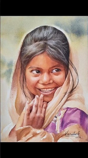 Watercolor girl portrait from sketch to finish #watercolorpainting #portrait #tutorial