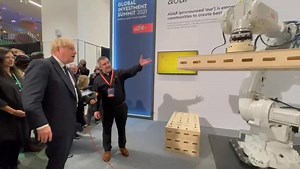 1.9K views · 54 reactions | At the Global Investment Summit, it was a pleasure to show Boris Johnson, UK's Prime Minister, how our robot technology in collaboration with Automated Architecture Ltd is enabling the building of sustainable and affordable housing.  #ABB #sustainability #cop26 #ABB4ClimateAction #robots #architecture #automation #technology | ABB | Facebook