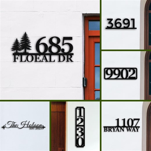 Personalized Metal House Number Sign, Custom Address Sign With Street Name, Modern Outdoor Address Wall Decor, Closing Gift - Etsy