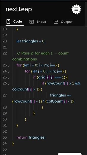 Count Right Triangles in Boolean Matrix | JavaScript DSA Problem Explained with Code
