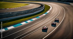 Aerial view of a racing circuit.
