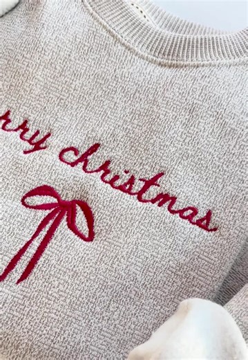 Embroidered Christmas Sweatshirt: Merry Christmas Bow Design - Etsy