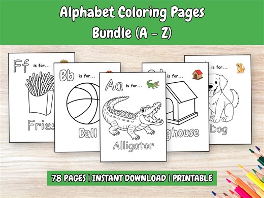 ABC Coloring Book, Alphabet Workbook for Kids, Preschool Activity Printable, Bold & Easy Printable PDF, Digital Coloring Pages, Procreate - Etsy