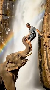 Elephant saves man from falling #shorts #youtubeshorts #viral #trending #fyp