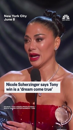 Nicole Scherzinger made an emotional acceptance speech after winning her very first Tony Award for her performance as Norma Desmond in the Broadway revival of 'Sunset Boulevard.' Here is the full list of winners: nbcnews.app.link/osj0IvIr3Tb | NBC News