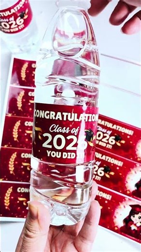 Print and Wrap Graduation Water Bottle Labels | Easy Class of 2026 Party Idea