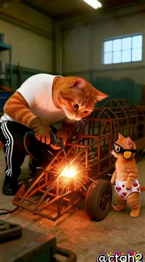 Teased for playing with a cardboard Bullet Train, Daddy Cat built a Bullet Train Robot.#cat #ctgh2